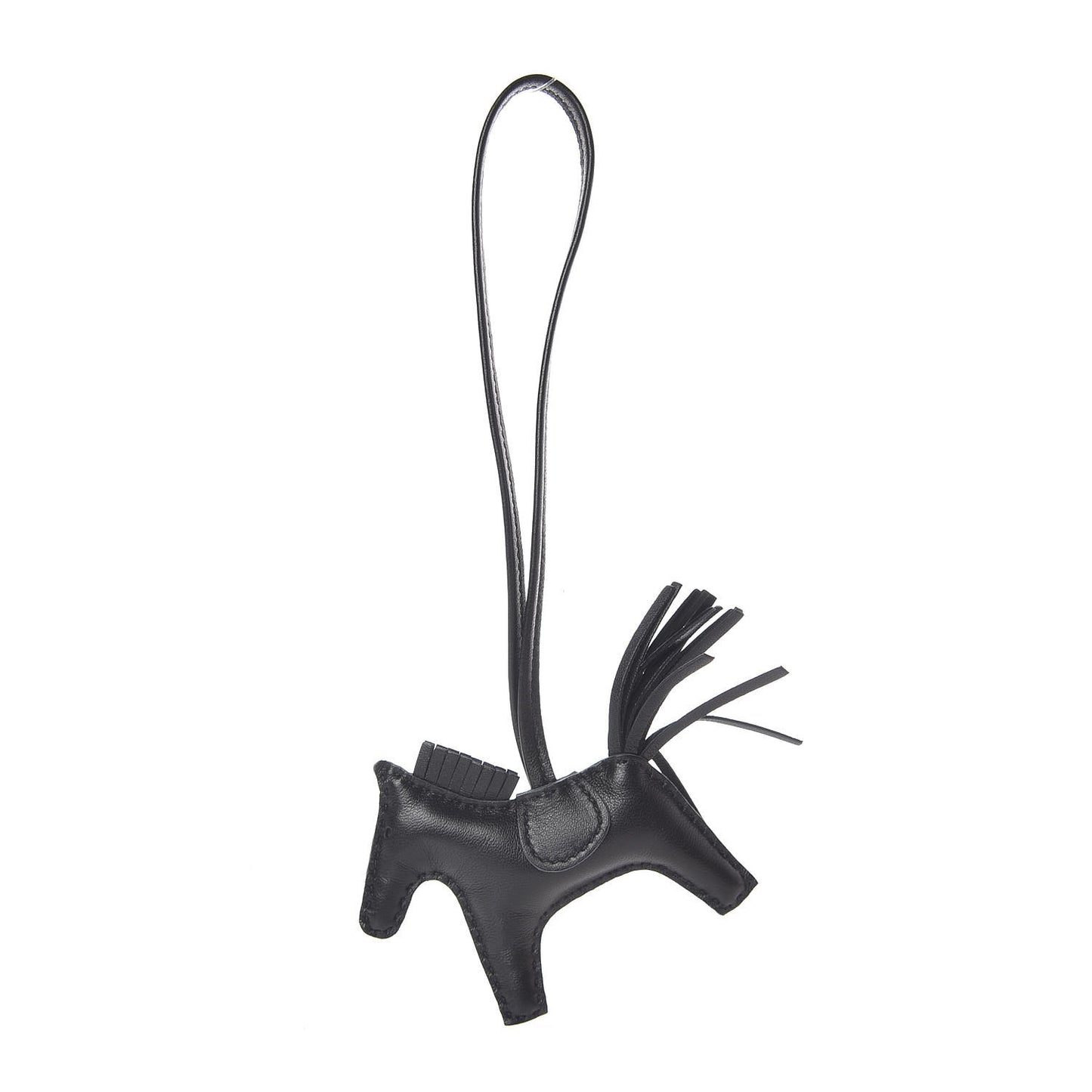 Milo Lambskin Grigri Rodeo Horse Bag Charm PM So Black