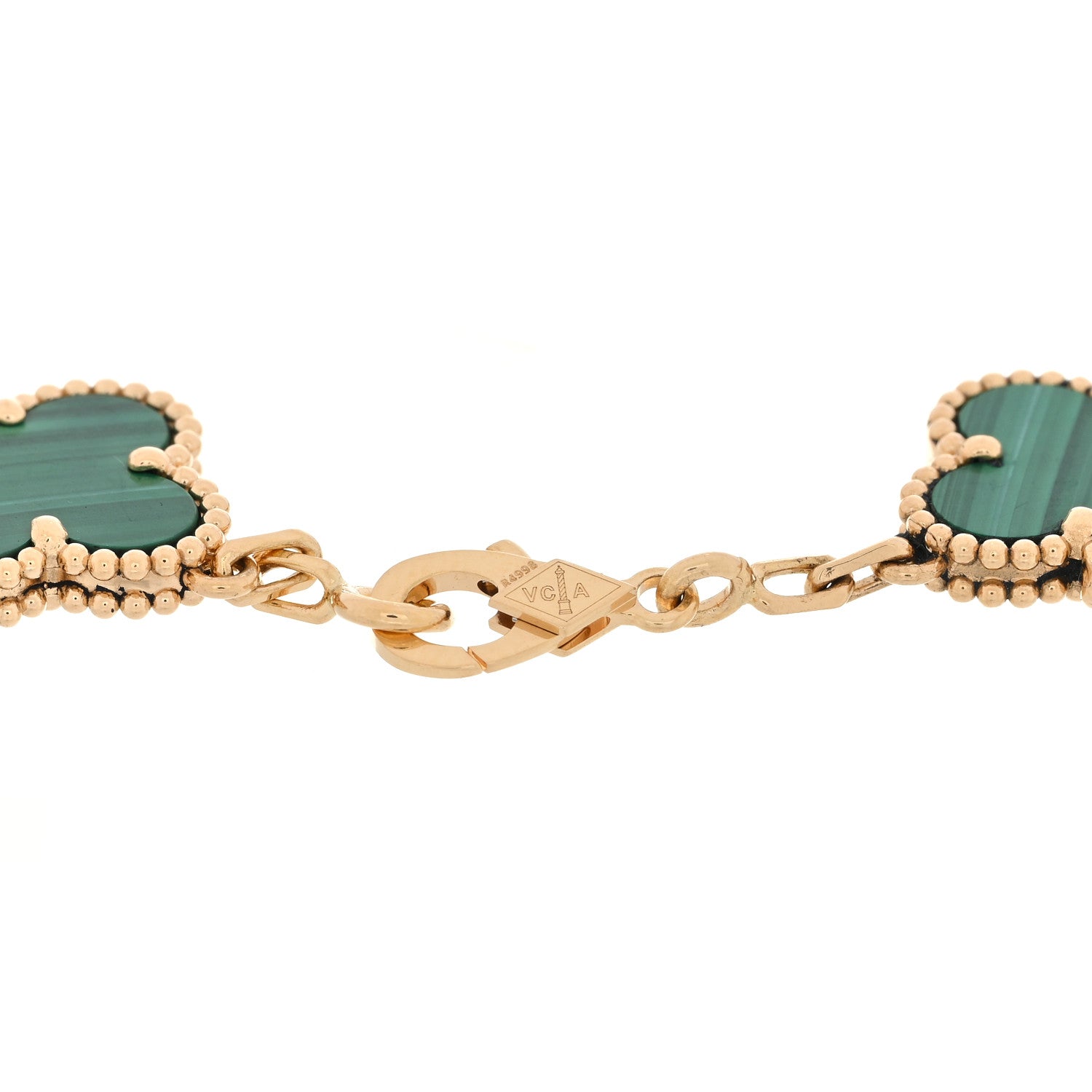 Van Cleef & Arpels 18K Yellow Gold Malachite 5 Motifs Vintage Alhambra Bracelet 3 of 4