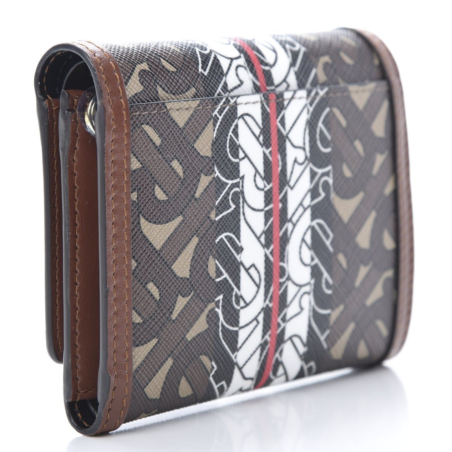 E-Canvas Monogram Stripe Small Lancaster Folding Wallet Bridle Brown