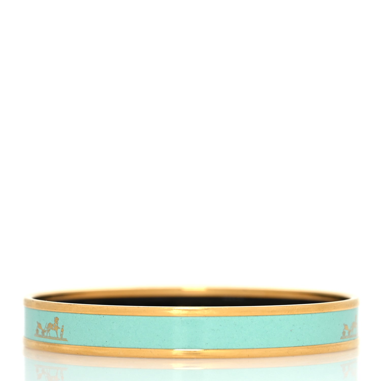 Hermes Enamel Printed Narrow Caleche Bracelet 70 Lagon 3 of 5