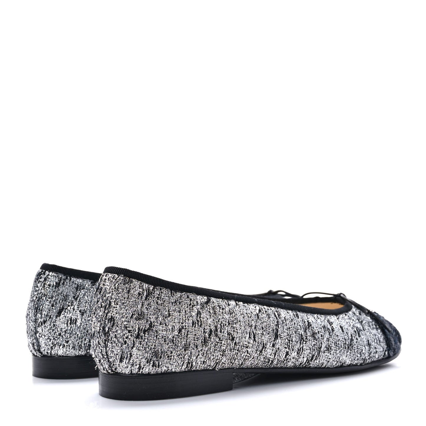 Tweed Sequin Cap Toe Ballerina Flats 39 Black Blue