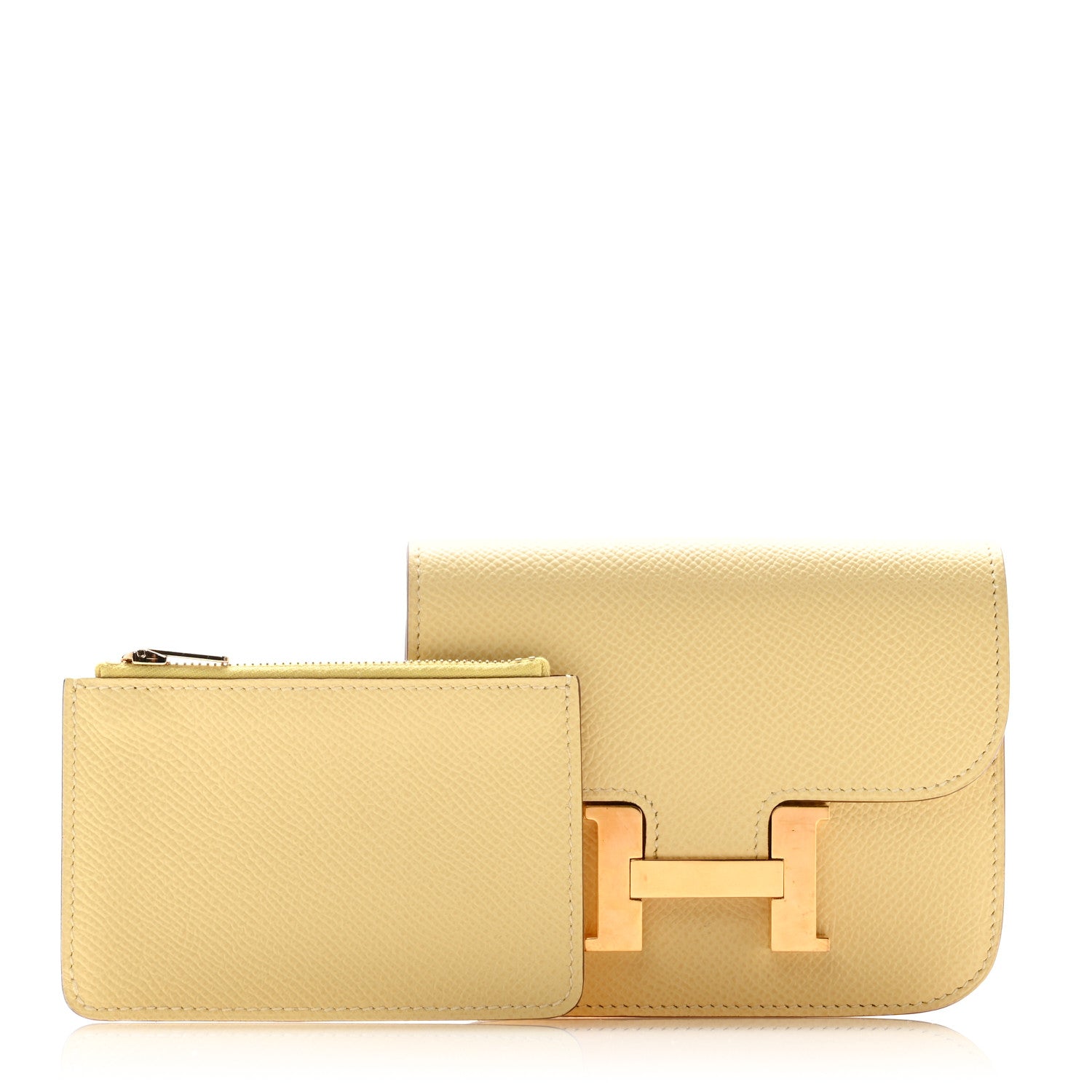 Hermes Epsom Constance Slim Wallet Jaune Poussin 3 of 10