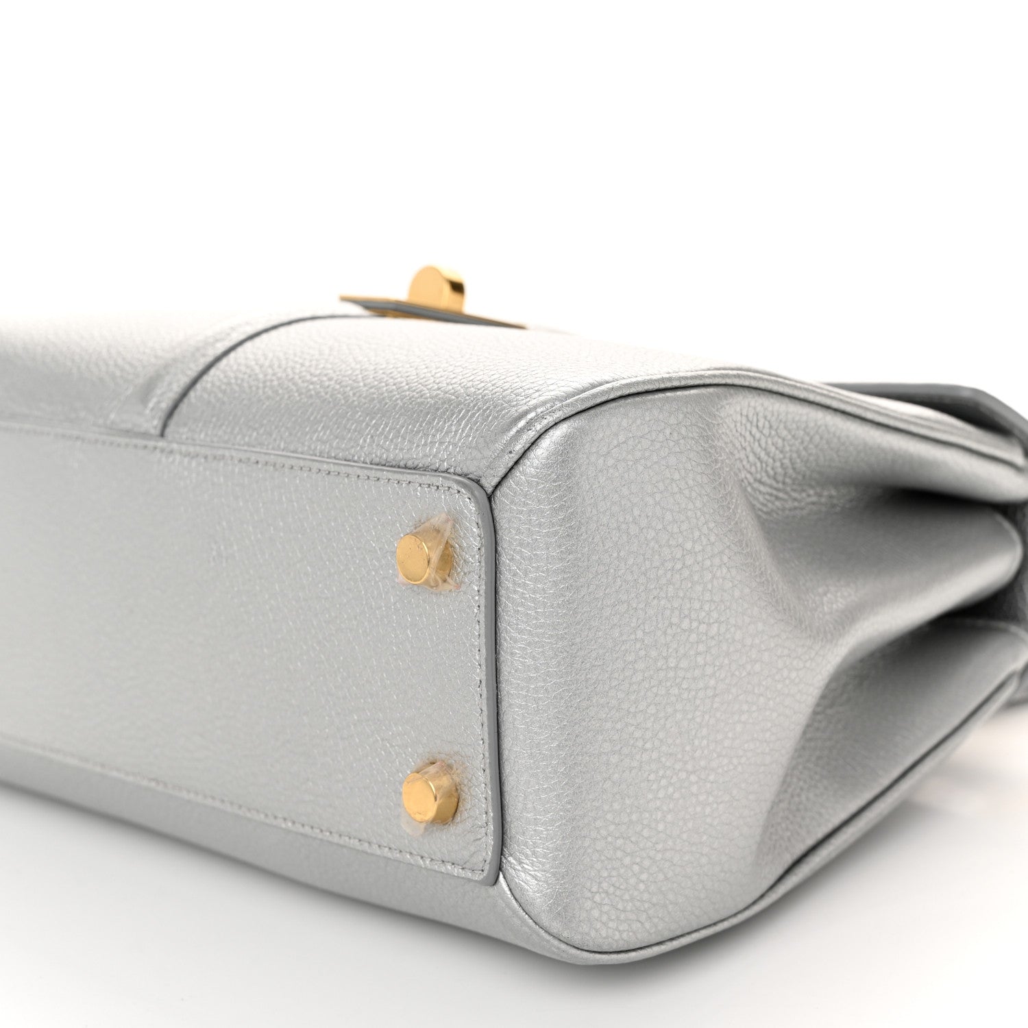 Celine Laminated Grained Calfskin 16 Top Handle Bag Silver 10 of 10