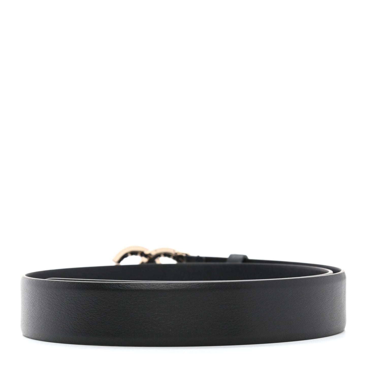 Calfskin Lambskin CC Chain Belt 75 30 Black Gold