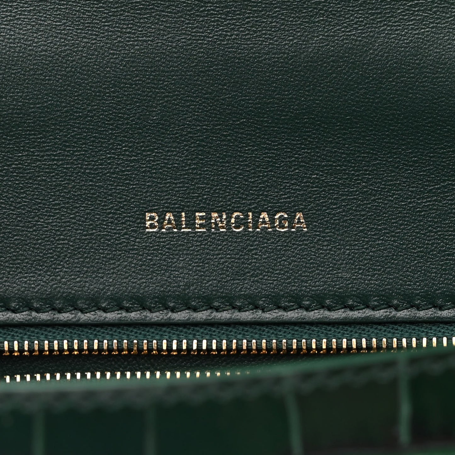 Shiny Calfskin Crocodile Embossed Small Hourglass Top Handle Bag Forest Green