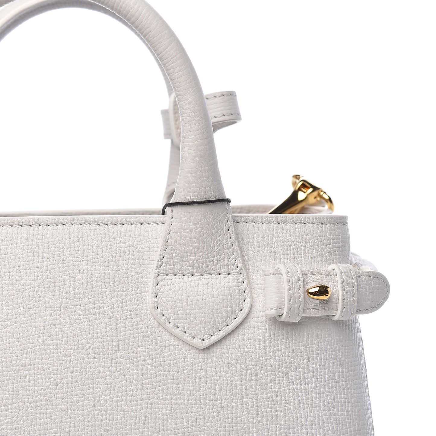 Grainy Calfskin House Check Small Banner Tote Chalk White