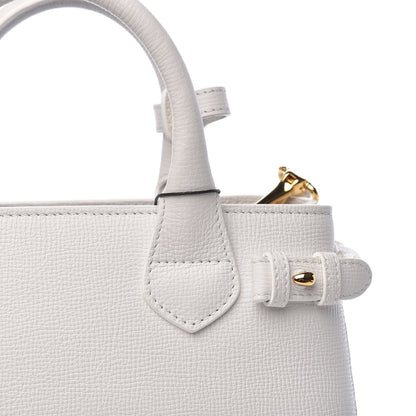 Burberry Grainy Calfskin House Check Small Banner Tote Chalk White 10 of 13