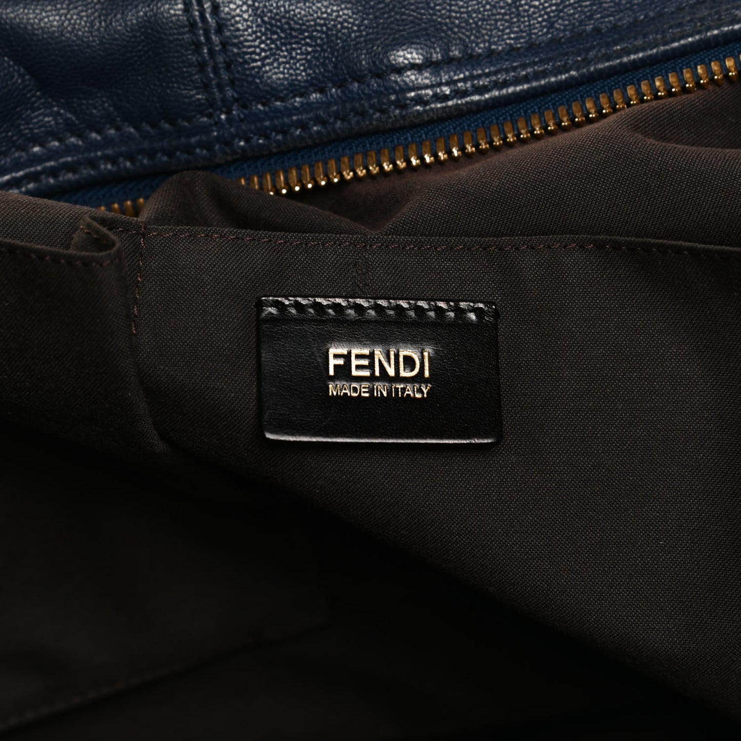 Sheepskin Zipper Satchel Navy