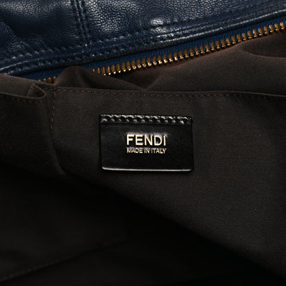 Fendi Sheepskin Zipper Satchel Navy 6 of 13