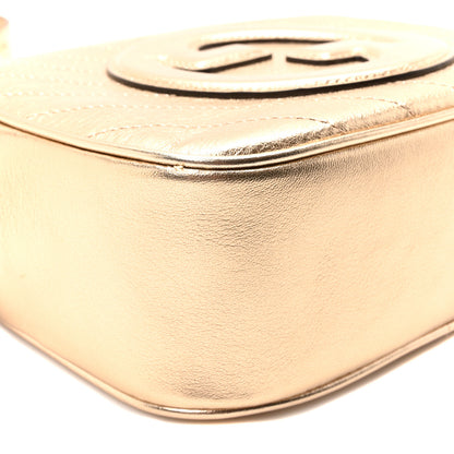 Gucci Metallic Sakai Be Green Calfskin Diagonal Stitched Small Blondie Shoulder Bag Golden Beige 9 of 10