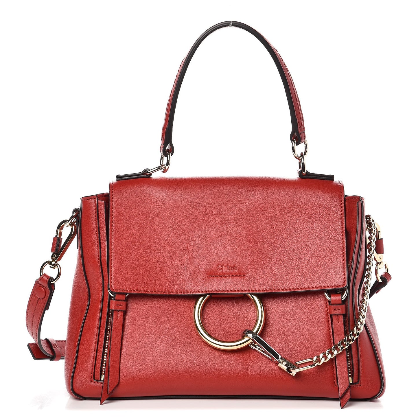 Calfskin Small Faye Day Shoulder Bag Dahlia Red