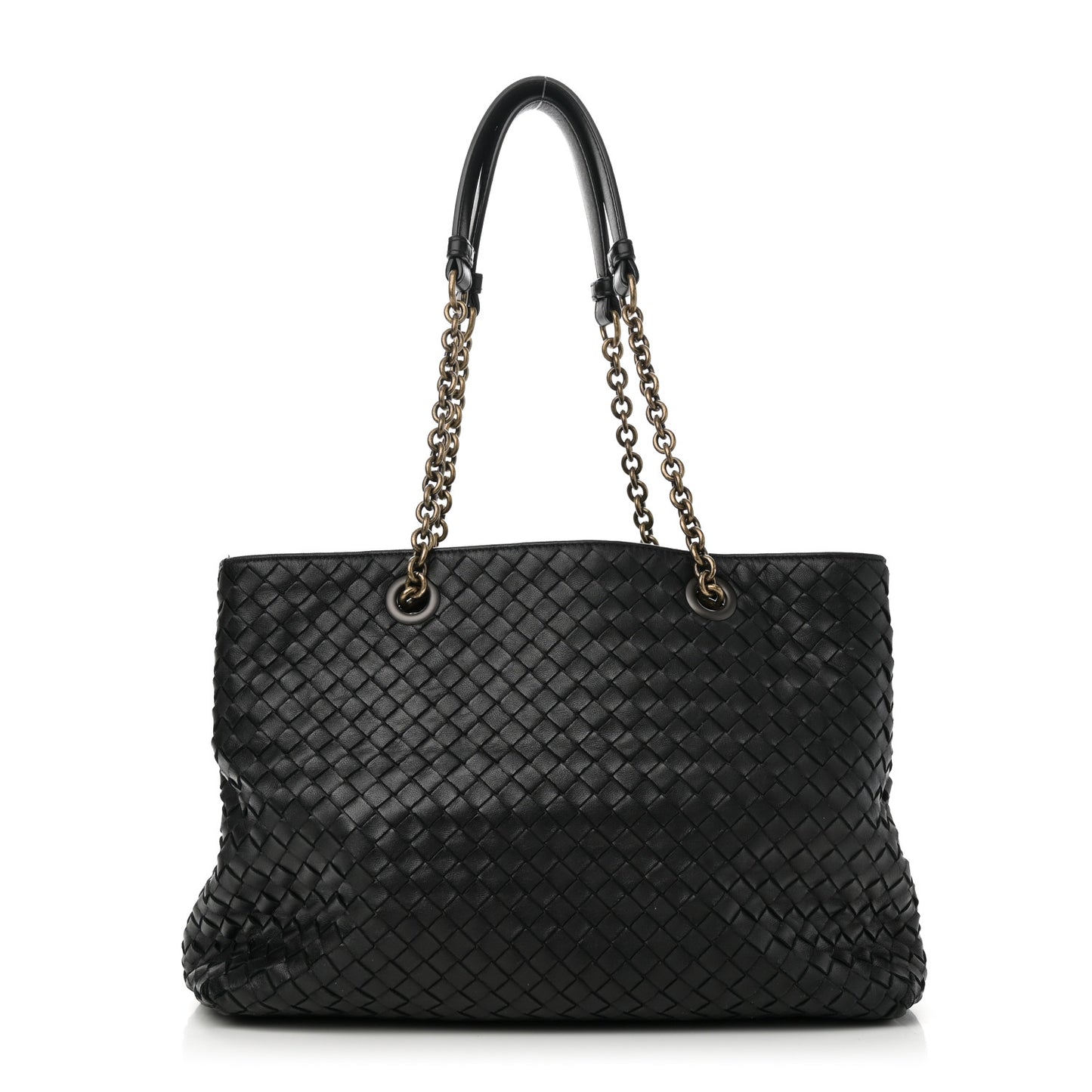 Nappa Intrecciato Medium Classic Chain Strap Tote Black
