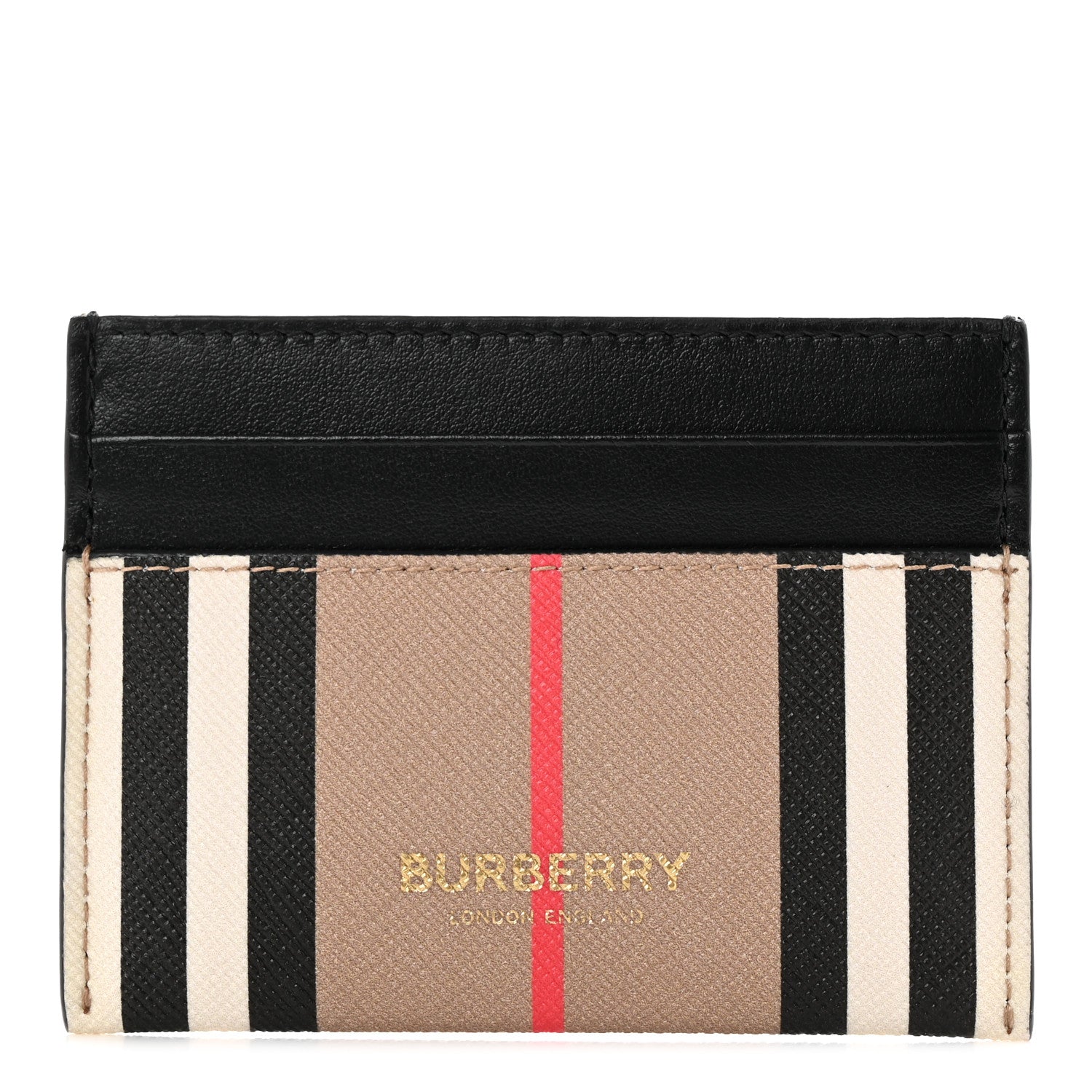 Burberry E-Canvas Calfskin Icon Stripe Card Case Archive Beige 1 of 7