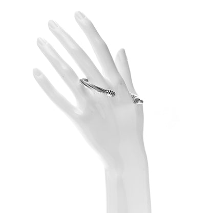 David Yurman Sterling Silver 18K White Gold Diamond 5mm Cable Classics Bracelet 2 of 5