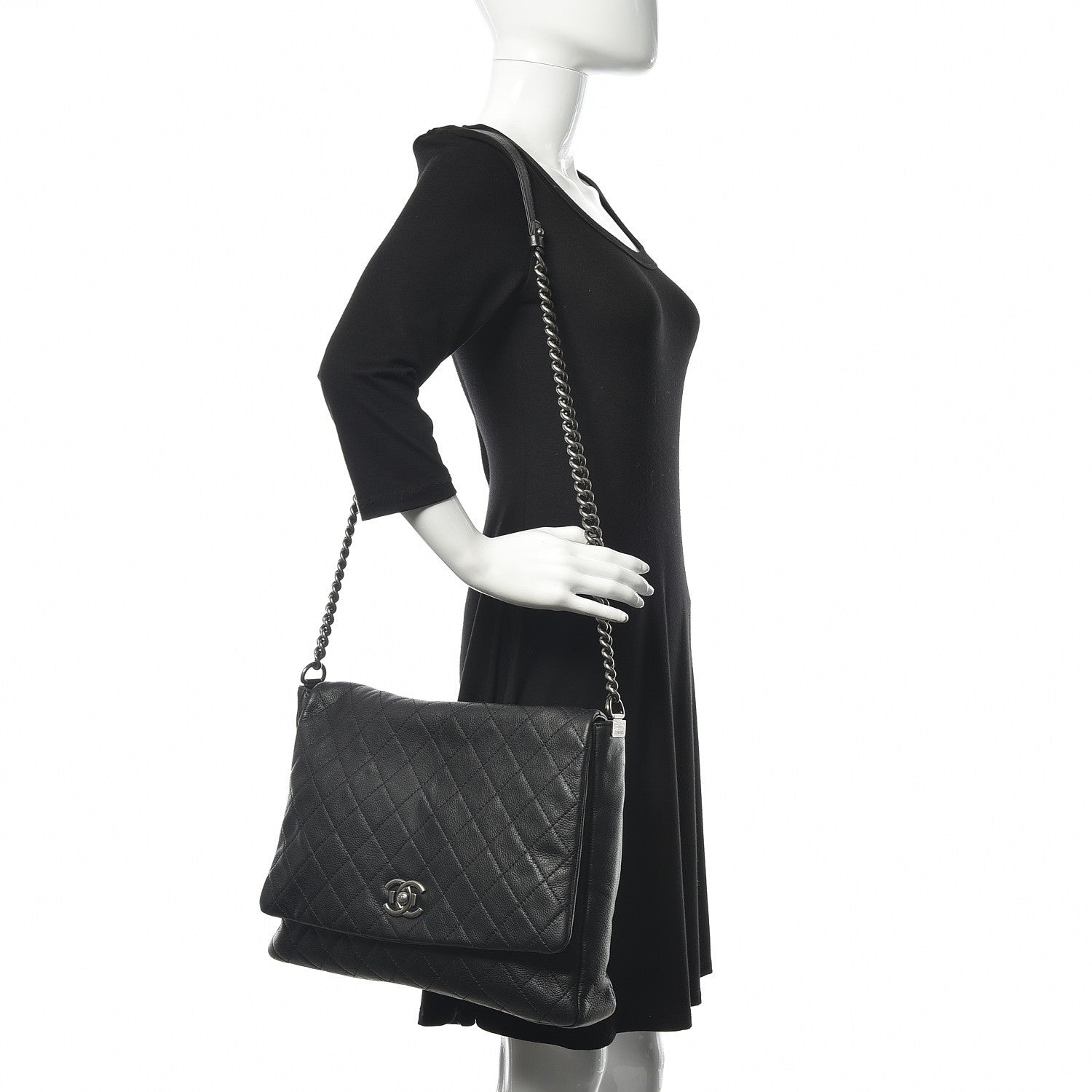 Chanel Calfskin Quilted Couture Messenger Black 2 of 12