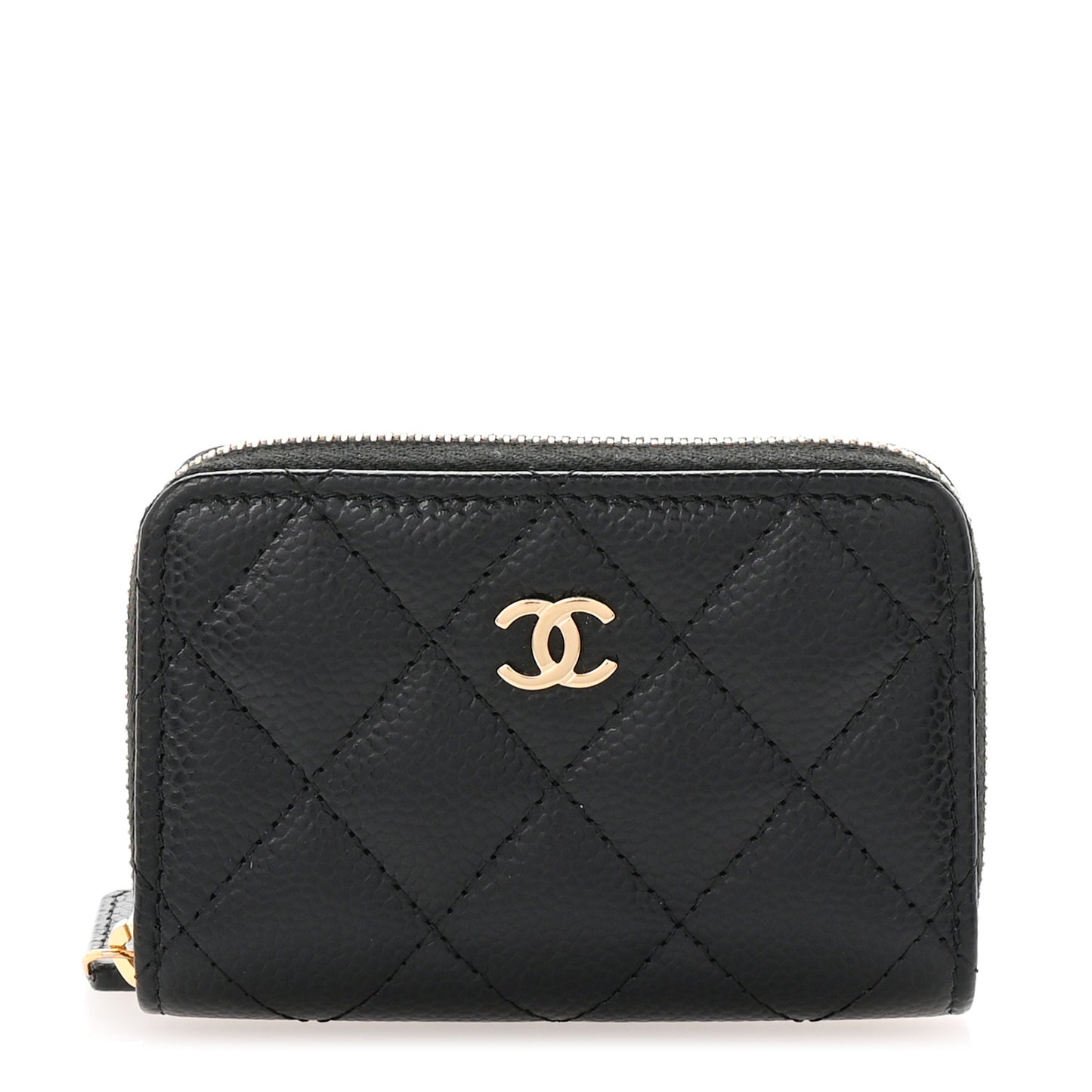 Caviar Quilted Classic Zipped Coin Purse Black
