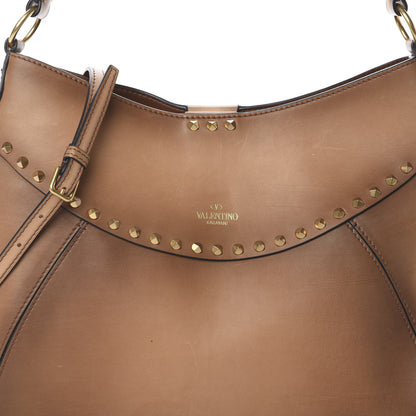 Valentino Garavani Buffed Calfskin Medium Twinkle Studs Hobo Camel 8 of 8