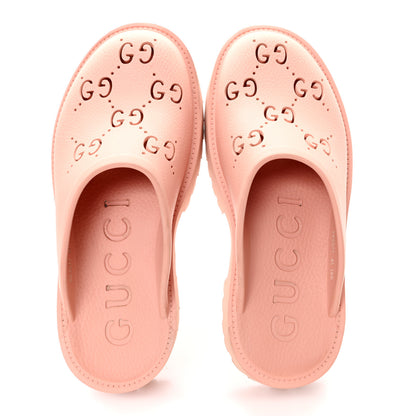 Gucci Rubber GG Monogram Perforated Elea Platform 55mm Lug Sole Sandals 41 Peachy Chic 2 of 9