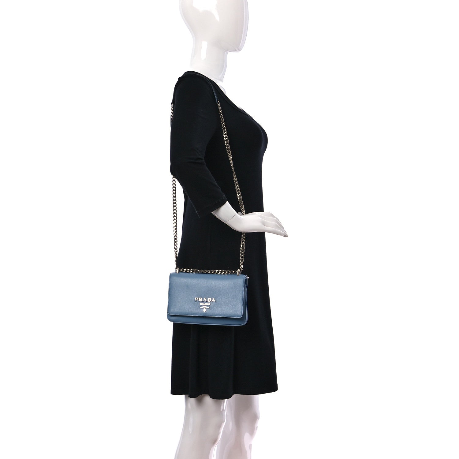 Prada Soft Calfskin Chain Crossbody Bag Astrale 2 of 8