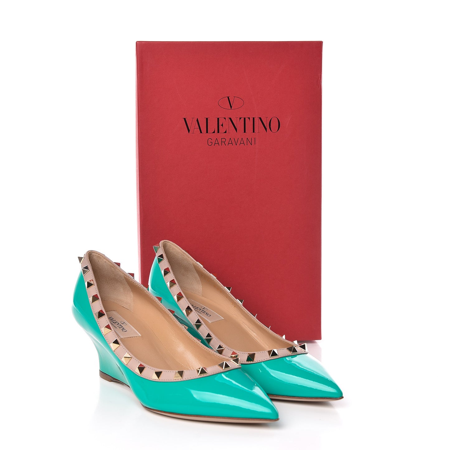Patent Rockstud 70mm Wedges 37 Opaline Green Poudre