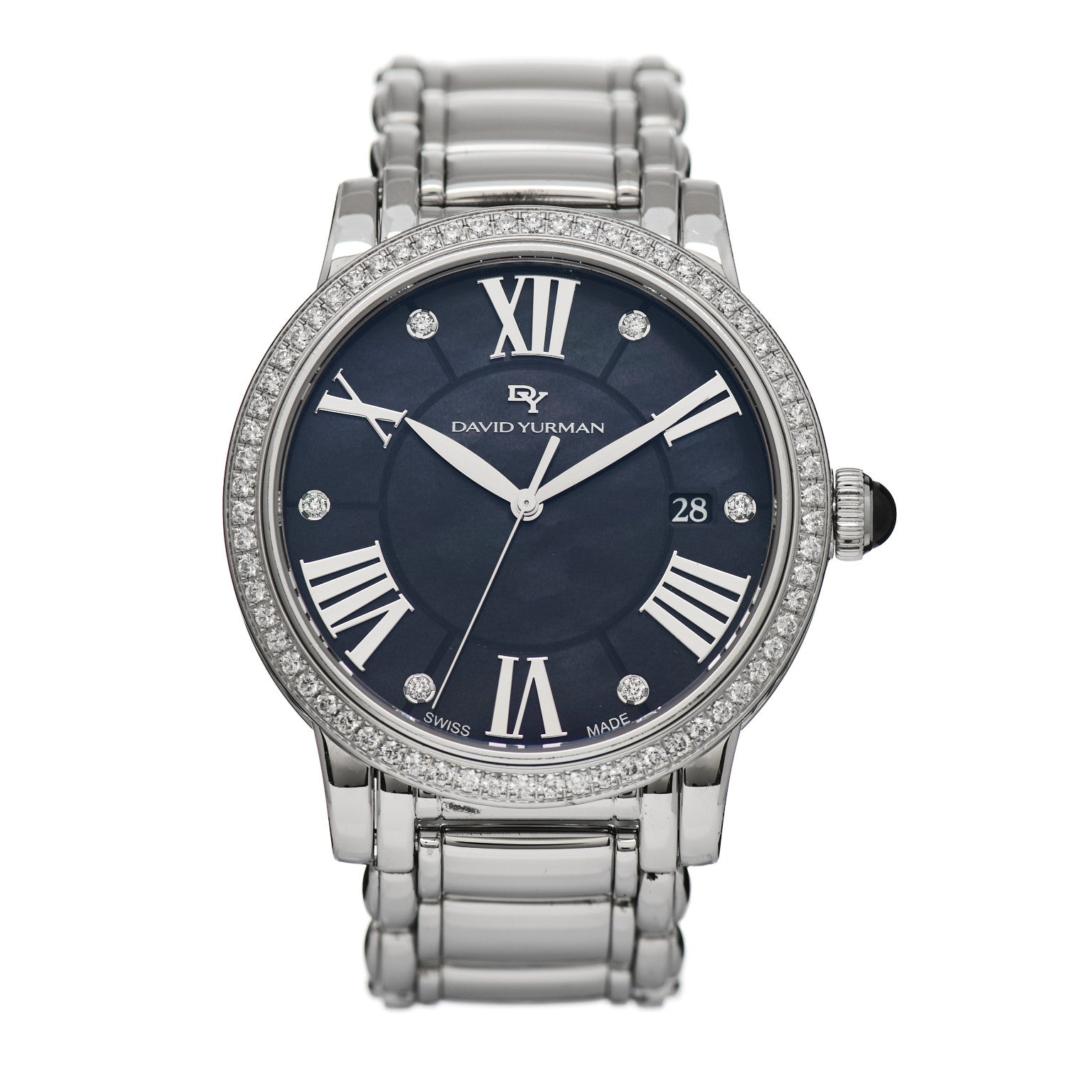 David Yurman Stainless Steel Diamond Bezel 38mm Classic Quartz Watch Black 1 of 4