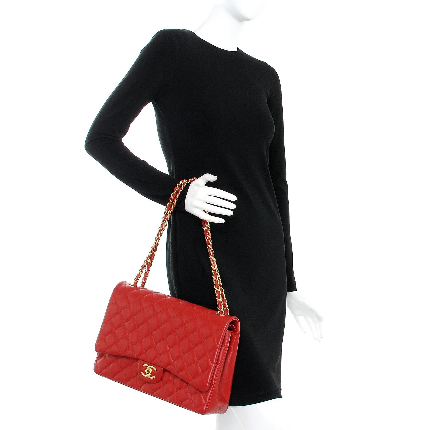 Chanel Lambskin Quilted Maxi Double Flap Red 2 of 11