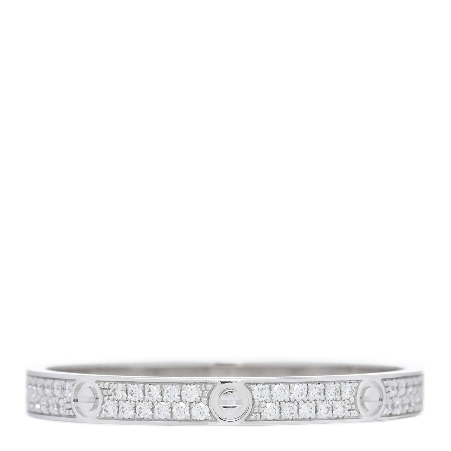 18K White Gold Diamond 2.6mm LOVE Paved Band Ring 61 9.5