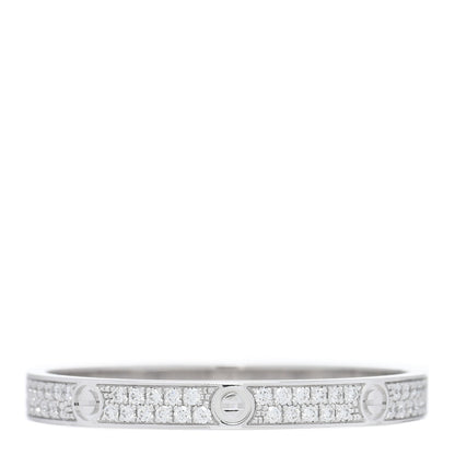Cartier 18K White Gold Diamond 2.6mm LOVE Paved Band Ring 61 9.5 3 of 5