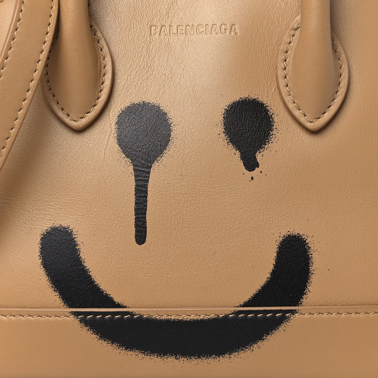 Calfskin Happy Sad XXS Ville Top Handle Bag Light Brown