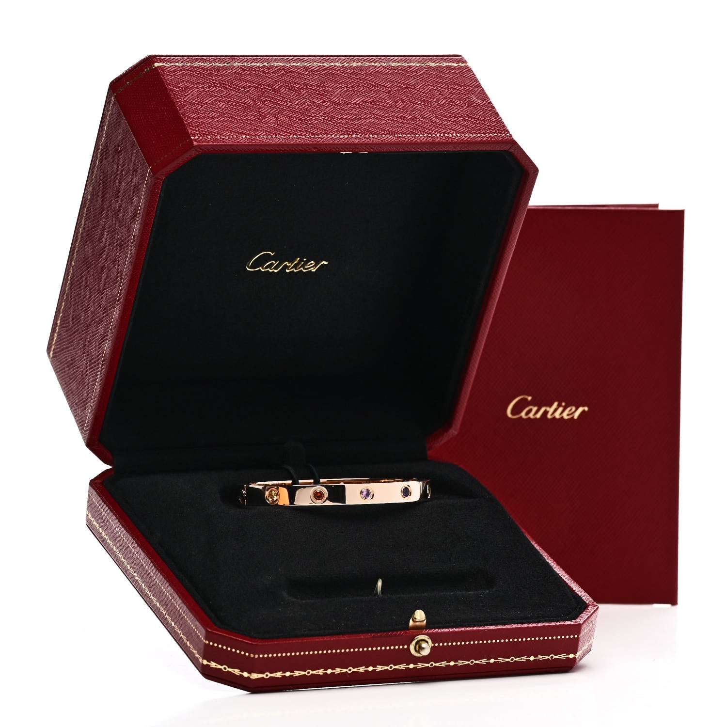 Cartier 18K Pink Gold Sapphire Garnet Amethyst LOVE Bracelet 16 8 of 8