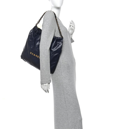 Chanel Shiny Calfskin Quilted Chanel 22 Navy Blue 2 of 11