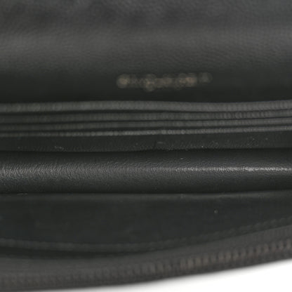 Saint Laurent Grain De Poudre Matelasse Chevron Monogram Monochrome Envelope Chain Wallet Black 5 of 12