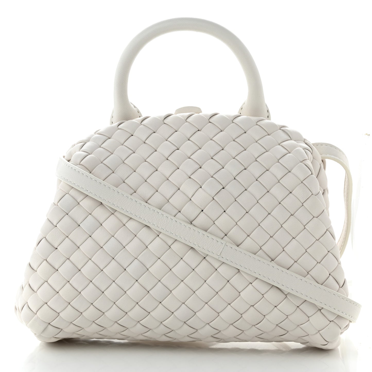 Nappa Intreccio Mini Padded Handle Bag Chalk