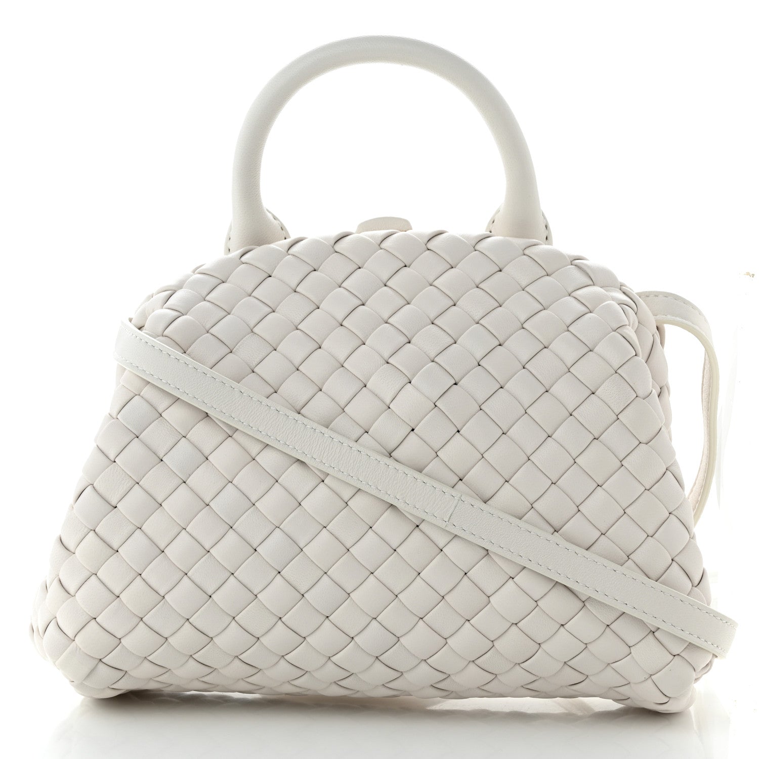 Bottega Veneta Nappa Intreccio Mini Padded Handle Bag Chalk 7 of 10