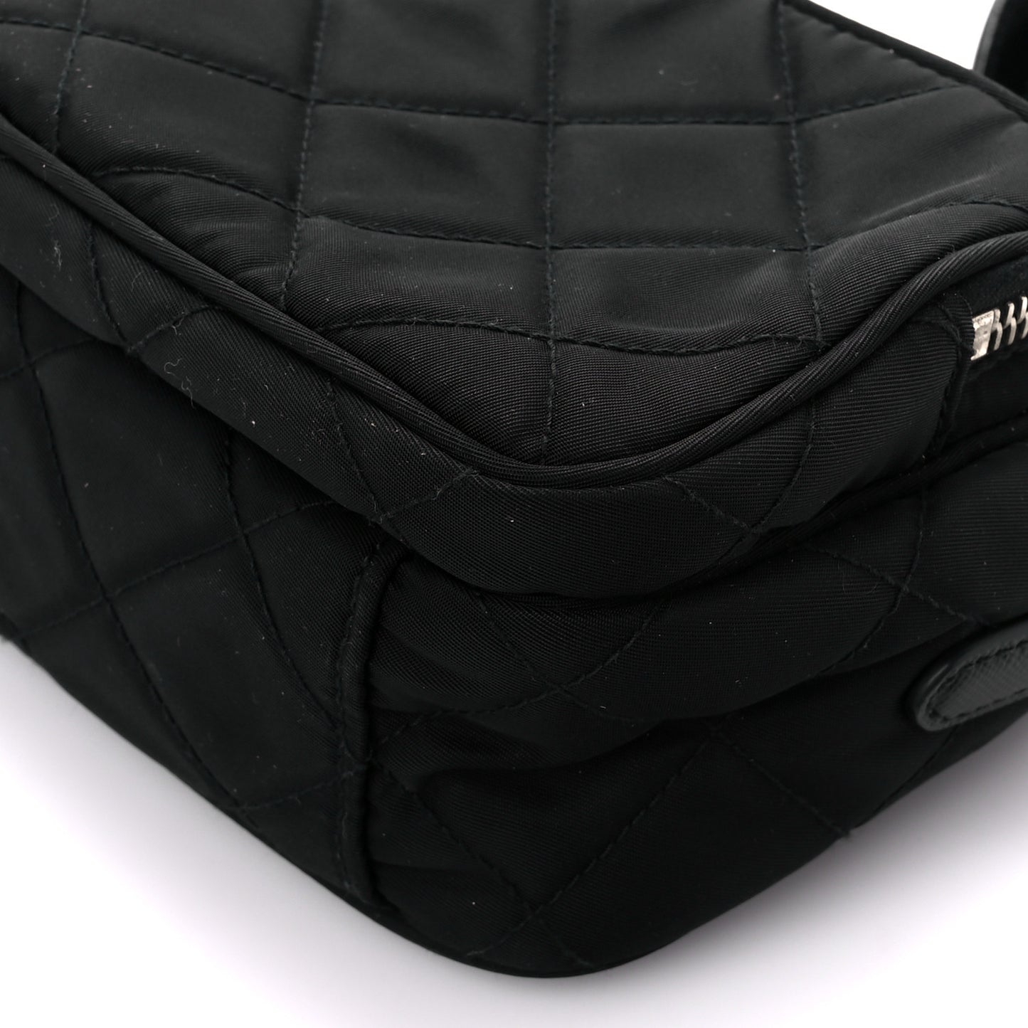 Nylon Tessuto Impuntu Quilted Crossbody Bag Black