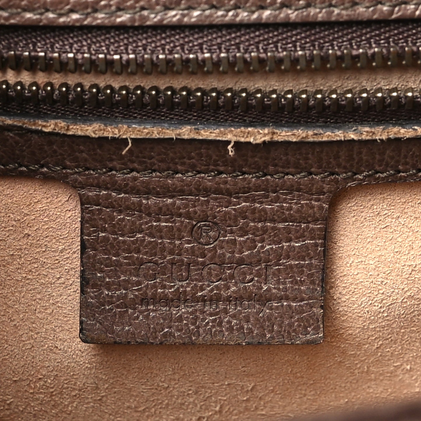 GG Supreme Monogram Textured Dollar Calfskin Web Small Ophidia Padlock Top Handle Bag Beige Ebony New Acero