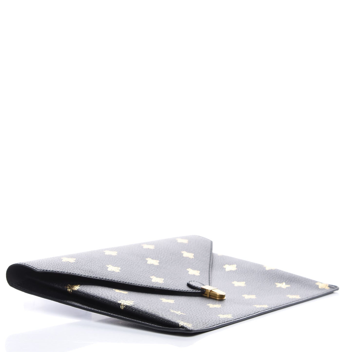 Grained Calfskin Bee Star Portfolio Black