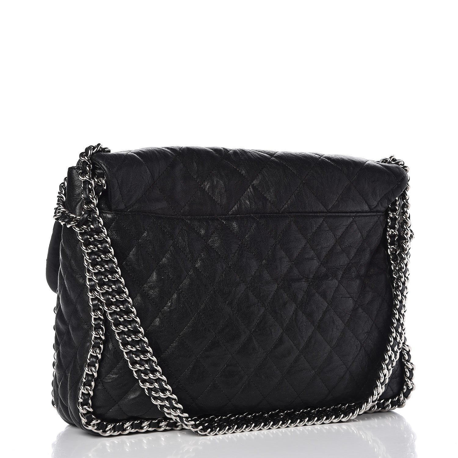 Chanel Washed Lambskin Quilted Maxi Chain Around Flap Black 3 of 14