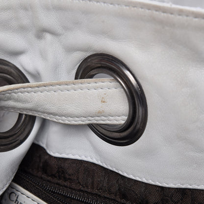 Christian Dior Lambskin Cannage Drawstring Bag White 6 of 24