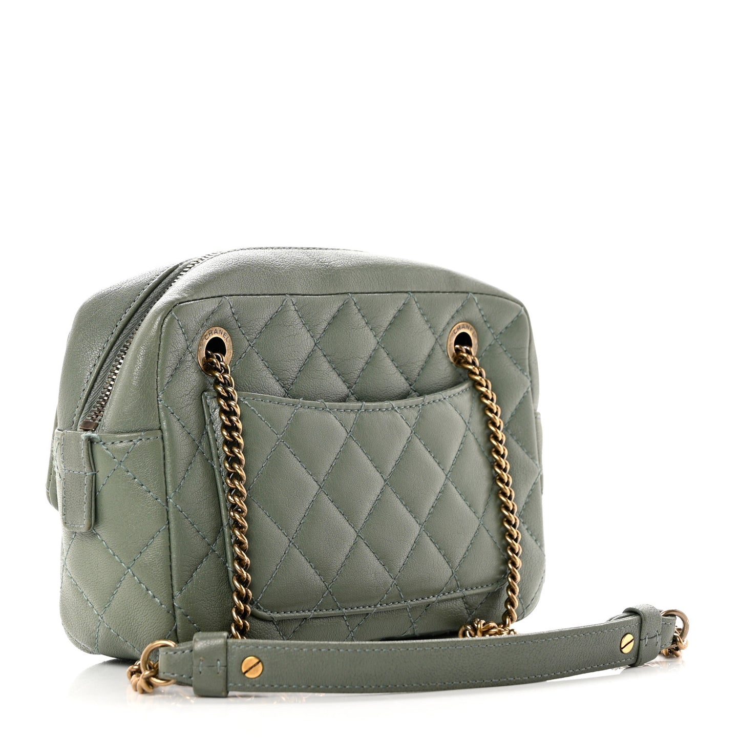 Sheepskin Quilted Trapezio Camera Case Green