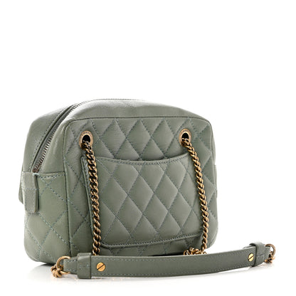 Chanel Sheepskin Quilted Trapezio Camera Case Green 2 of 9