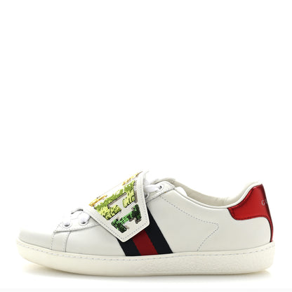 Gucci Calfskin Sequins Web Game Logo Womens Ace Sneakers 36 White 1 of 9