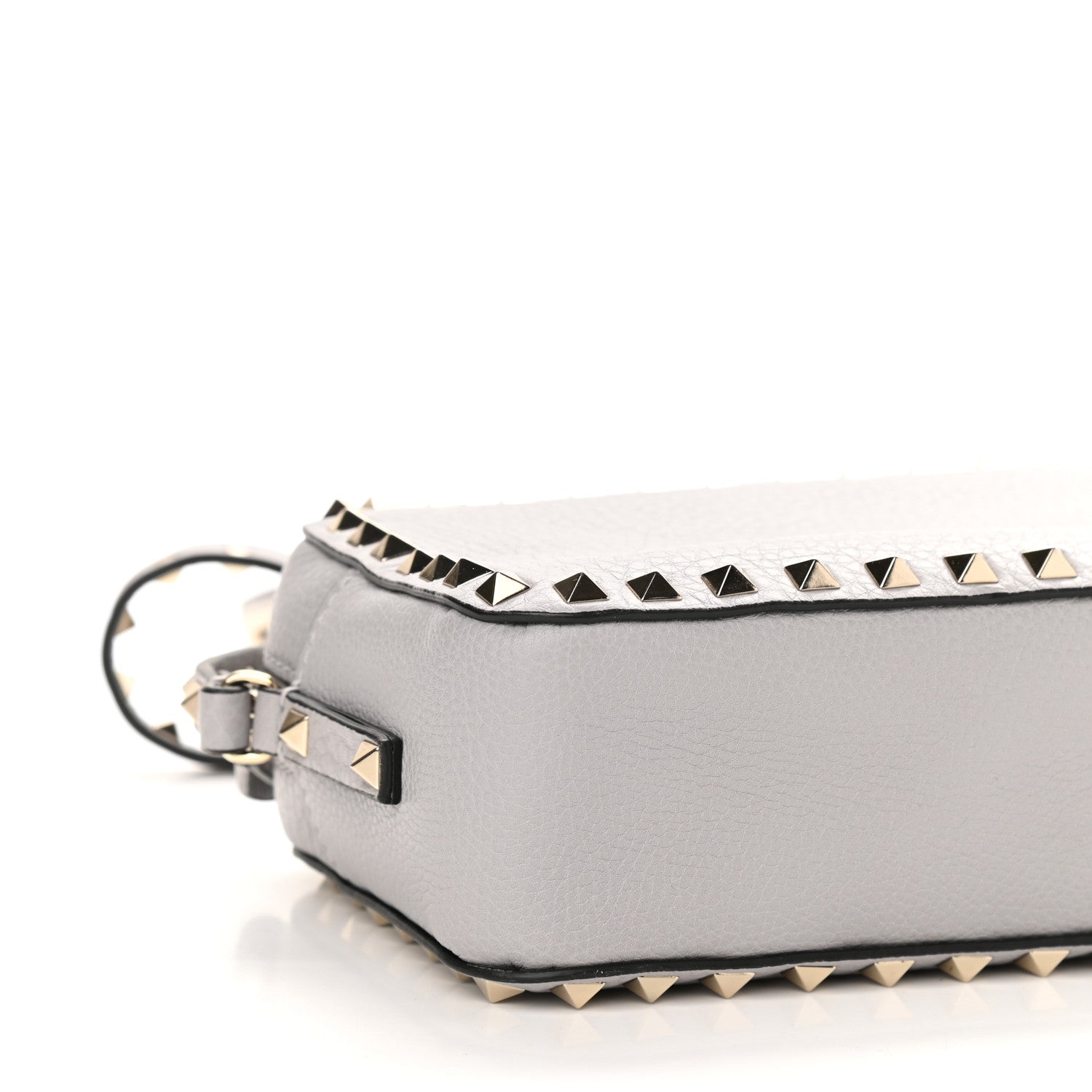 Valentino Garavani Pebbled Calfskin Rockstud Camera Crossbody Bag Grey 8 of 9