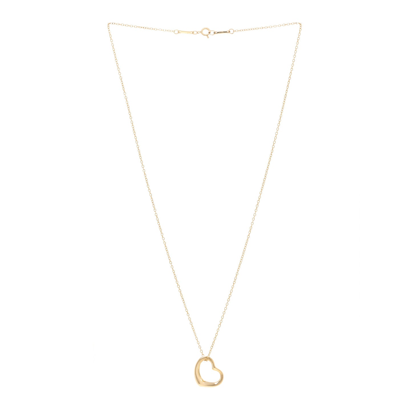 18K Yellow Gold 14mm Elsa Peretti Open Heart Pendant Necklace