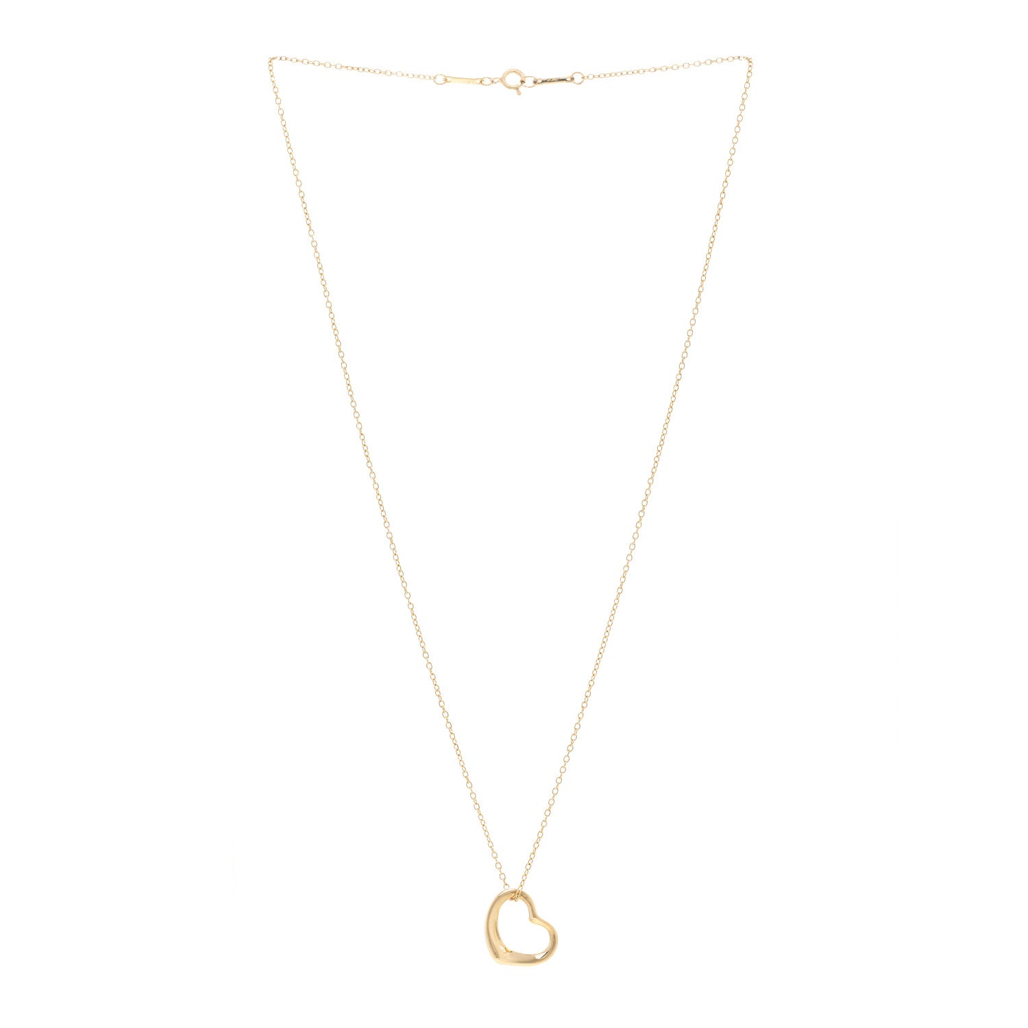 Tiffany 18K Yellow Gold 14mm Elsa Peretti Open Heart Pendant Necklace 3 of 5
