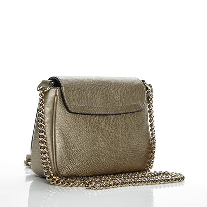 Gucci Metallic Pebbled Calfskin Small Soho Flap Crossbody Golden Beige 3 of 6