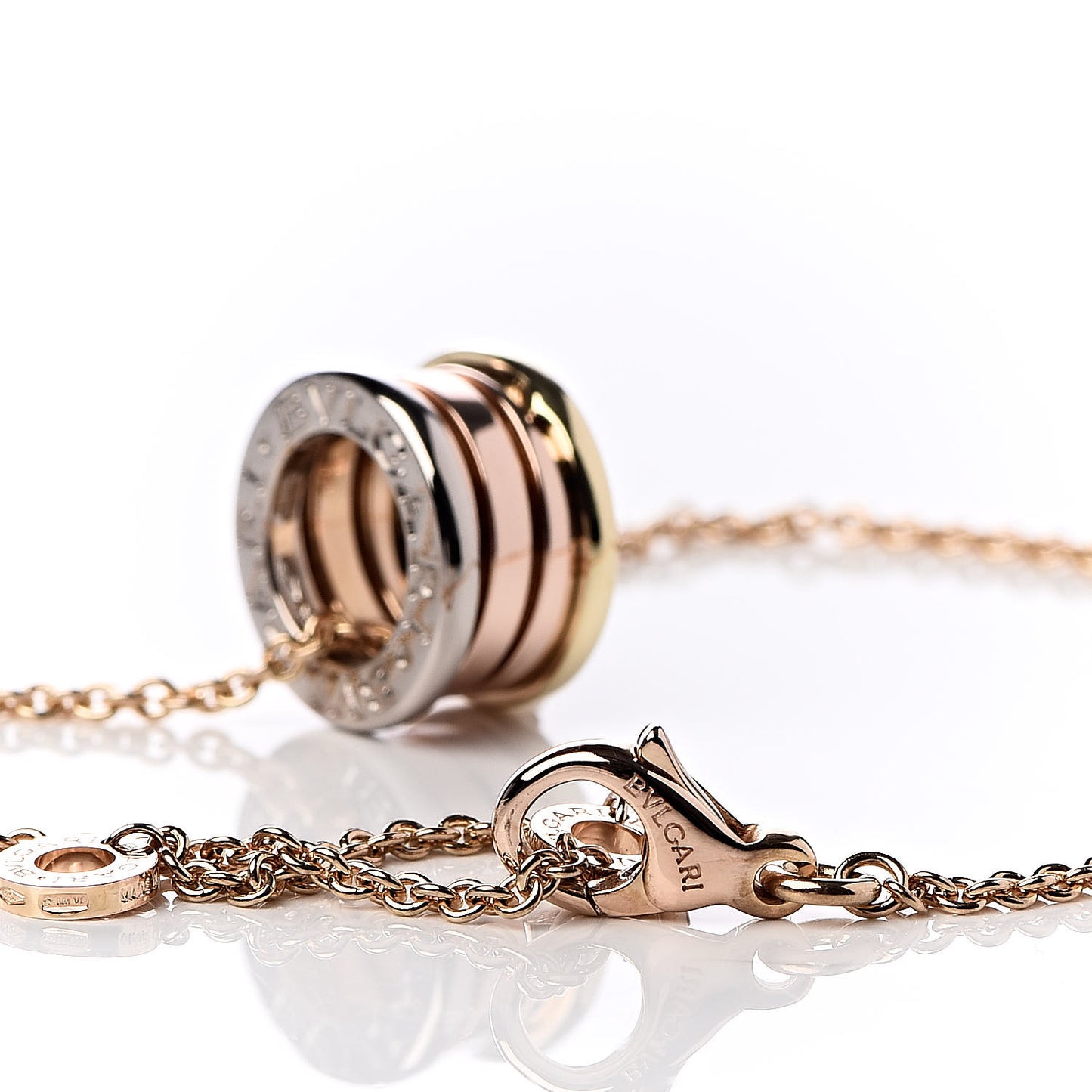 18K Rose White Yellow Gold B.Zero1 Pendant Necklace
