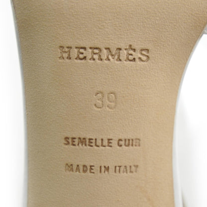 Hermes Leather T Strap Sandals 39 White 6 of 7