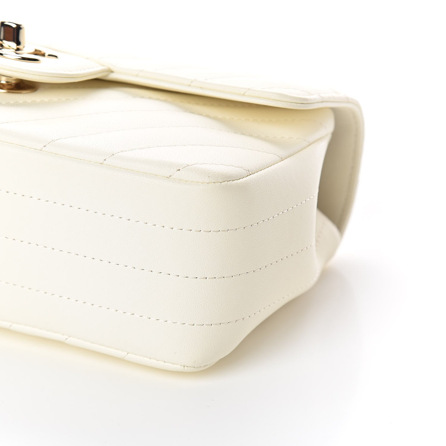 Chanel Lambskin Chevron Quilted Mini Rectangular Flap White 9 of 10