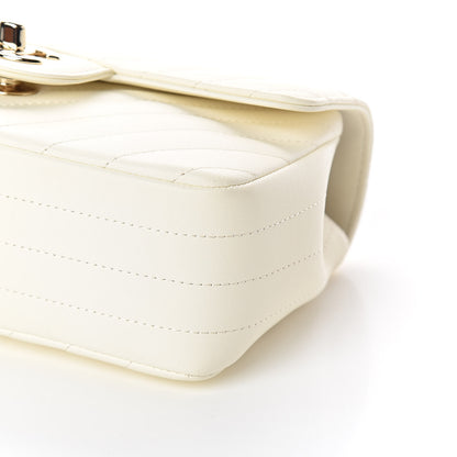 Chanel Lambskin Chevron Quilted Mini Rectangular Flap White 9 of 10